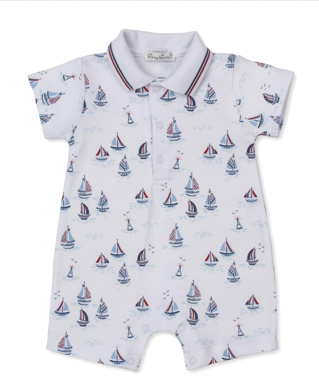 Red, White, Blue Regatte Sailboat Short Platsuit KSY0126