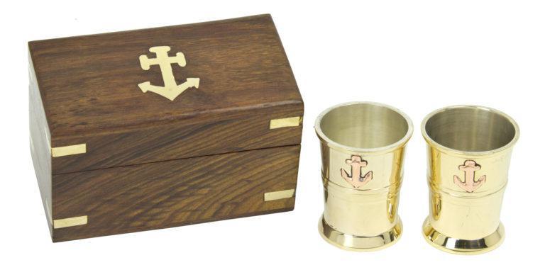 Box w/2 Brass Shot Glasses MDS