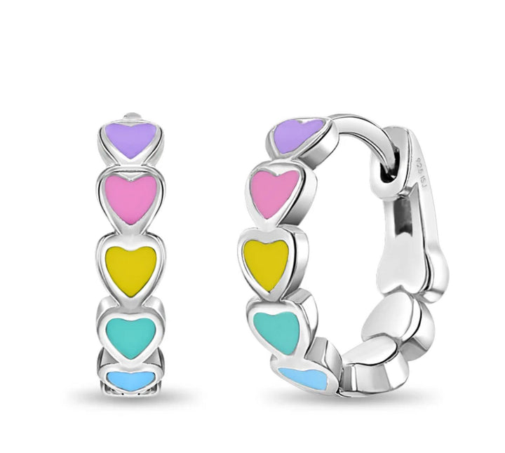 Heart Cascade Hoop/Huggie Earrings 925 ISJ1024
