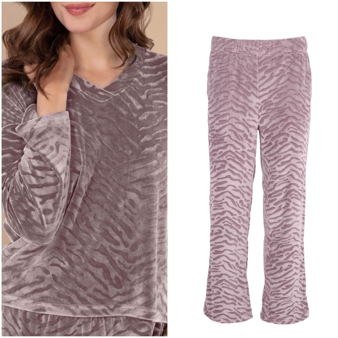 Luxe Lounge Zebra – Vintage Purple Long Sleeve Pajama Top/Pants ABC926