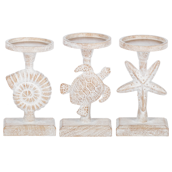 Short Starfish, Shell & Sea Turtle Pillar Holder GNZ325