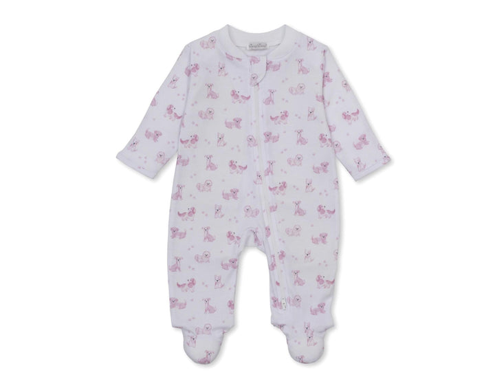 Puppy Paws pink Footie w/Zip KSY826