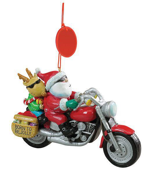 Santa on a Harley Resin Ornament CPS925