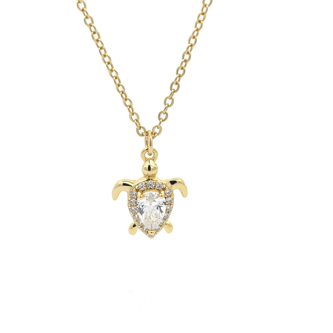 Turtle w/Teardrop Stone Necklace LJW525