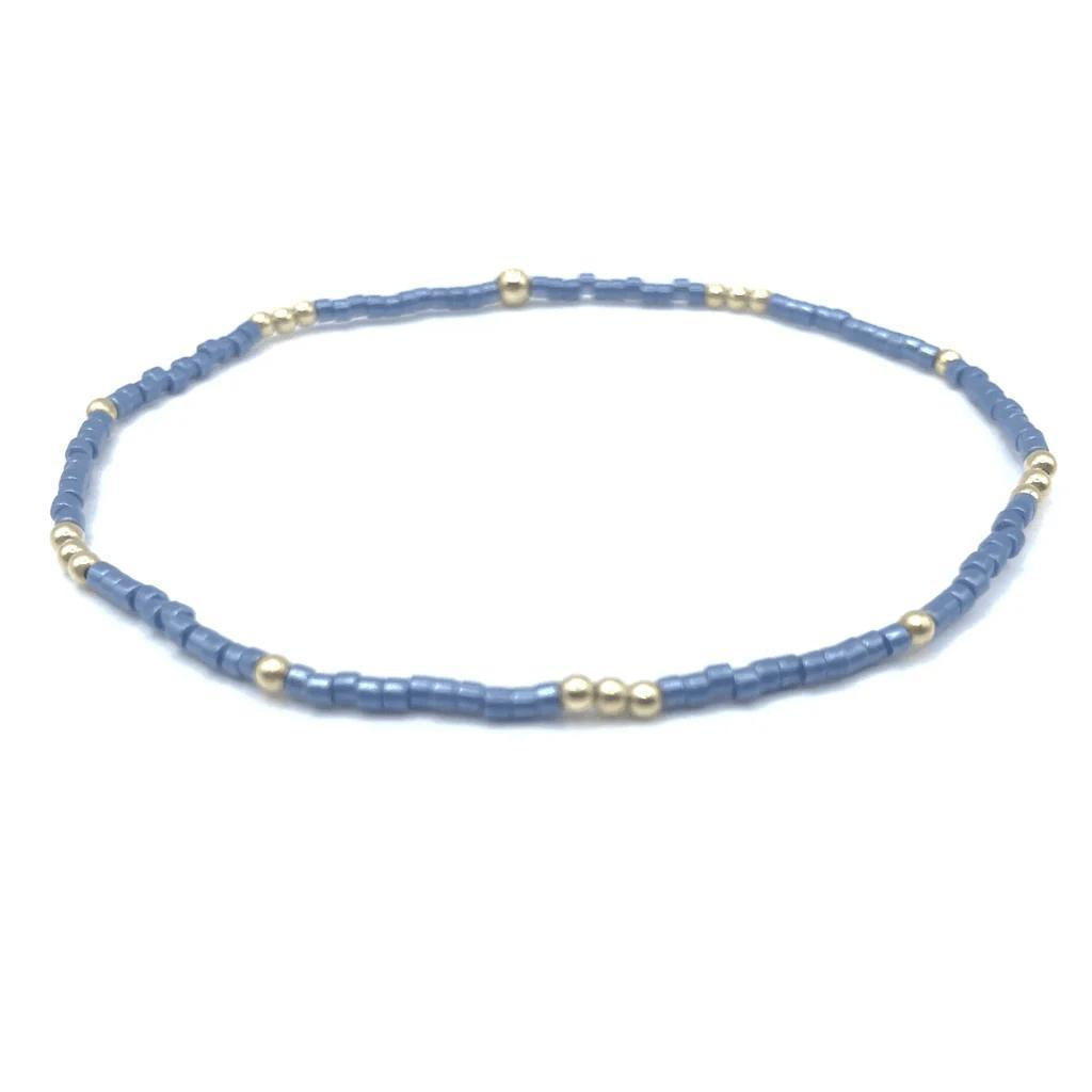 2mm Newport STEEL BLUE + Gold Filled Waterproof Bracelet ERN425 Blue