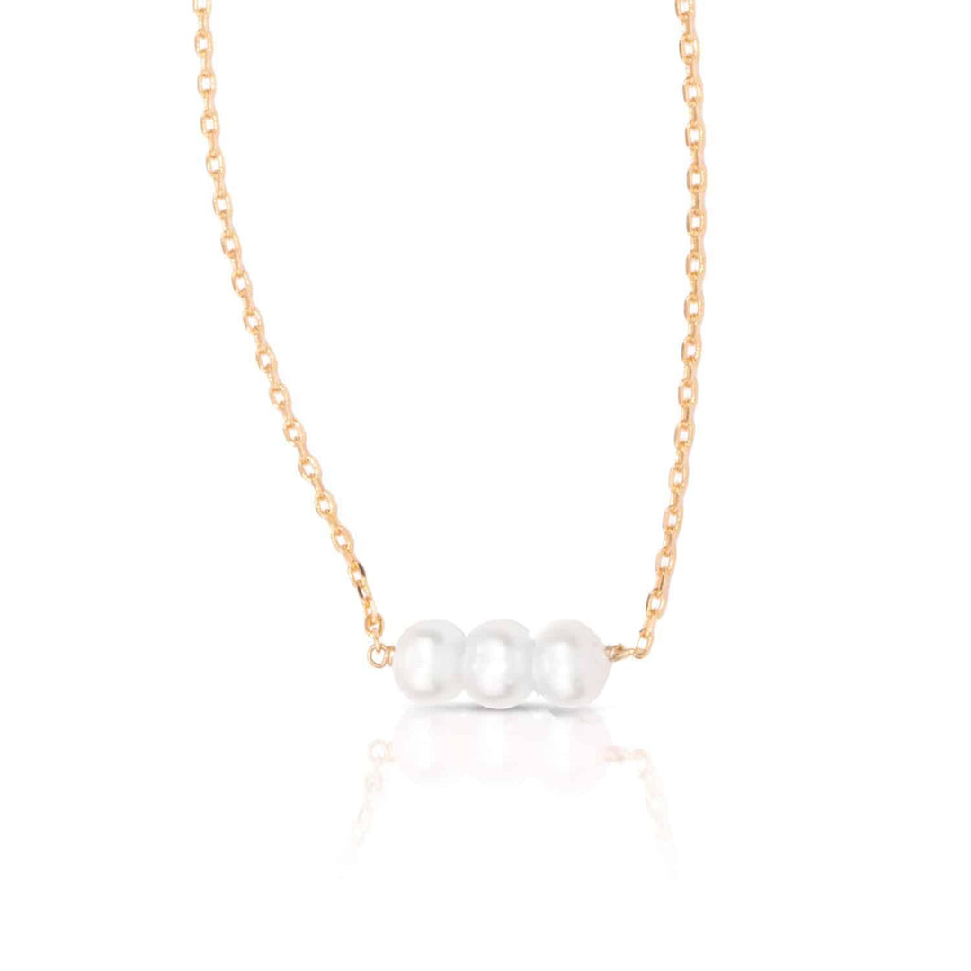 3-Pearl Row Necklace – Gold ABC925