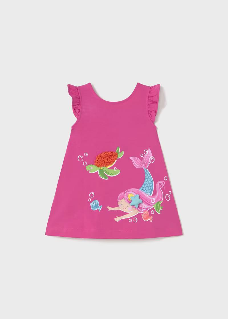 Baby Printed Dress w/Mermaid Fuchsia MYR325