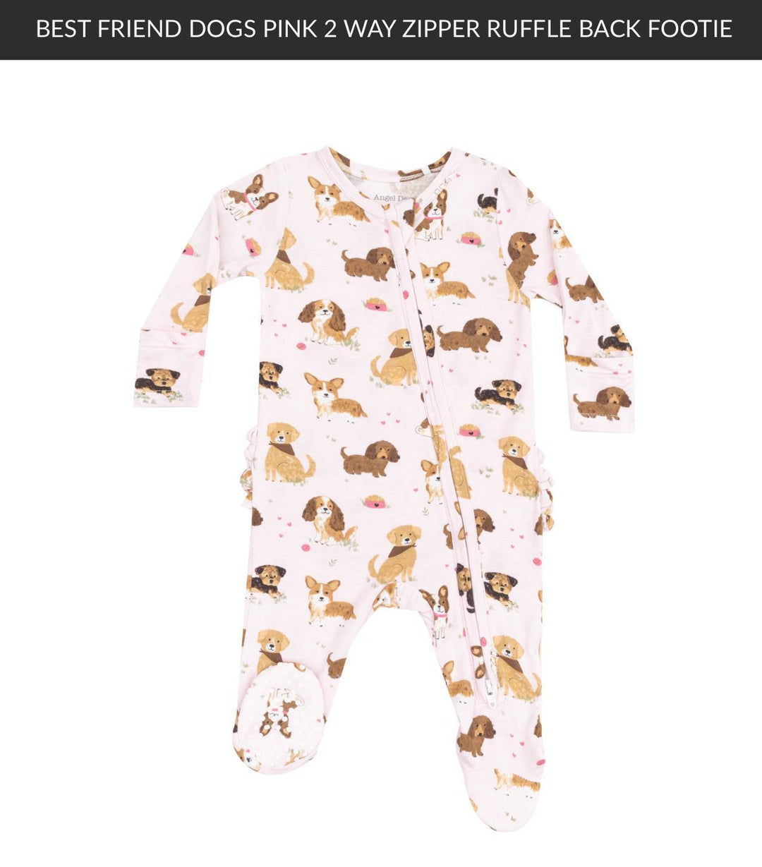 Best Friend Dog Zipper Ruffle Footie ANG325