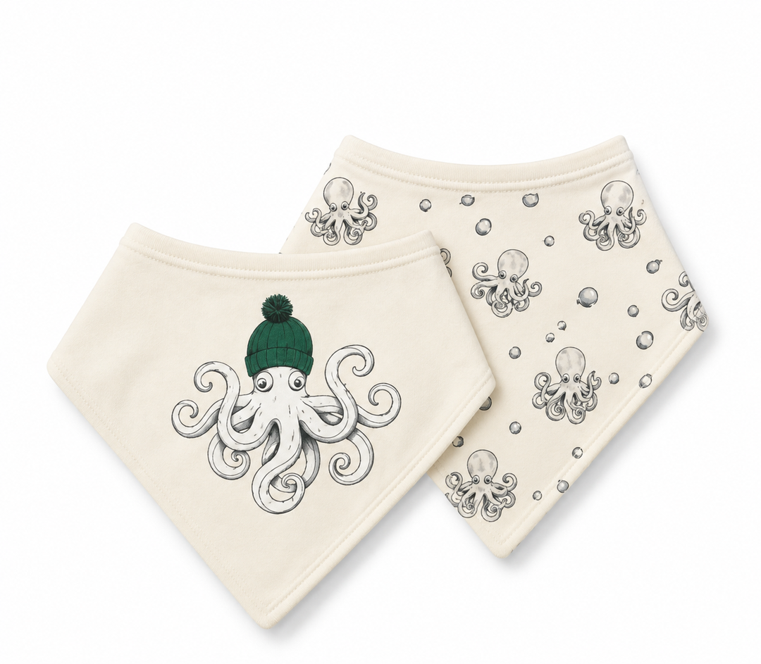 Organic Bandana Bib 2 Pack Octopus LVB926