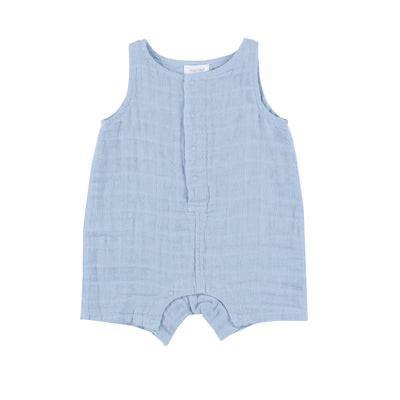 Dusty Blue Solid Muslin Shortie Romper AGD
