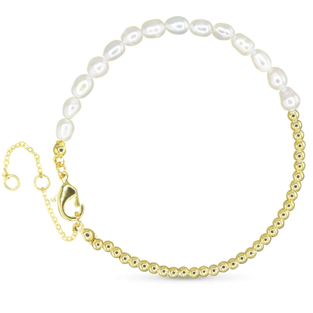 Gold Pearl & Chain Bracelet ABC926