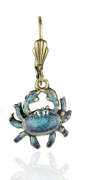 Hali Crystal Blue Crab Earrings AKD926