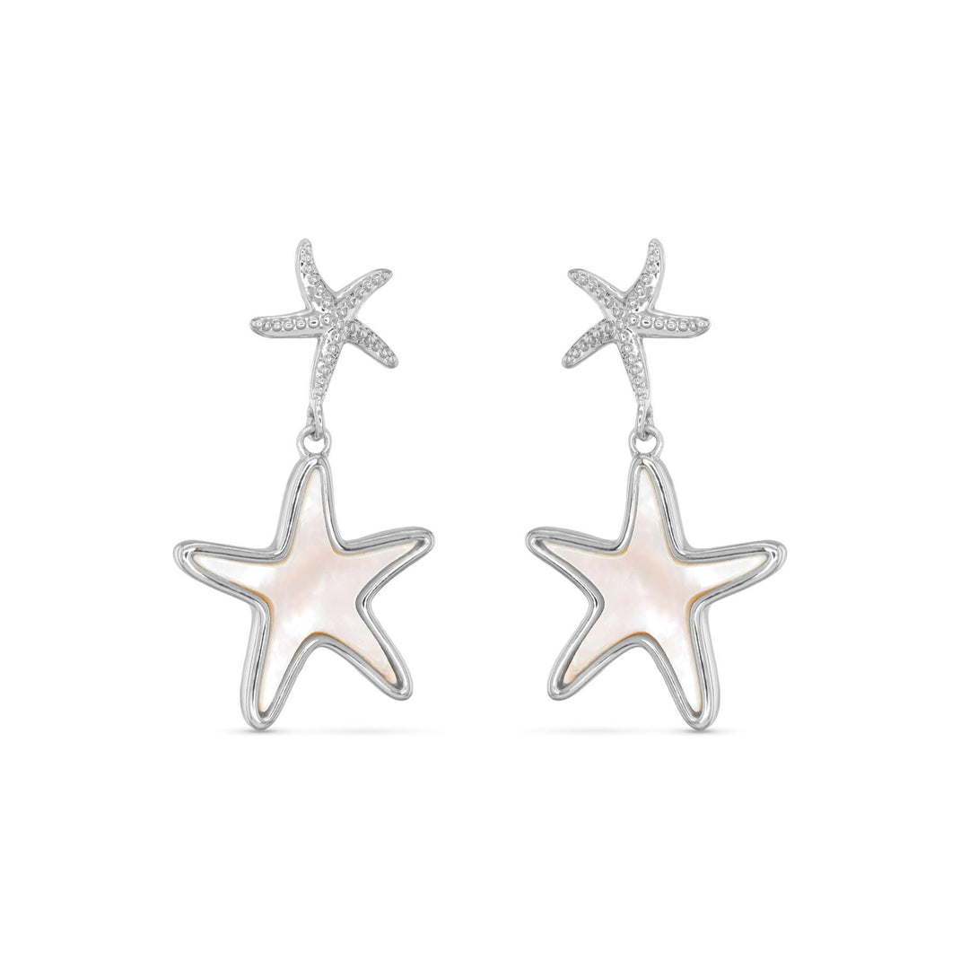 Silver MOP Starfish Drop Earrings ABC526