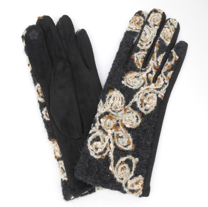 Floral Embroidered Touchscreen Gloves HAN1026