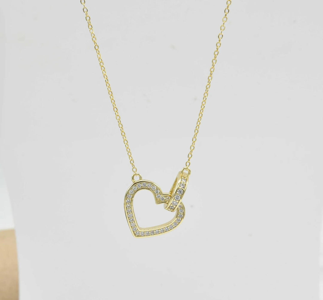 Heart w/Stones Gold Necklace LJW525