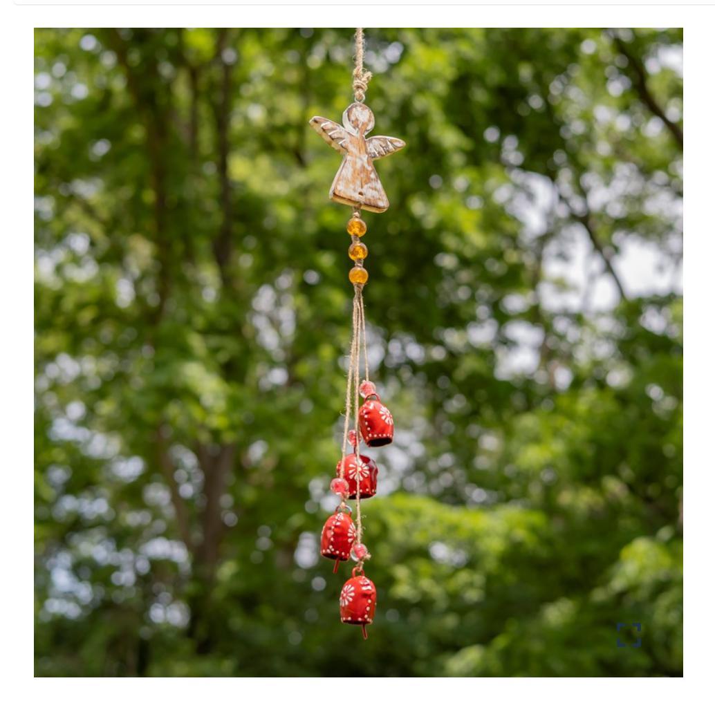COLOR METAL & WOOD ANGEL WIND CHIMES WITH DANGLING BELLS Asst. ZAR525