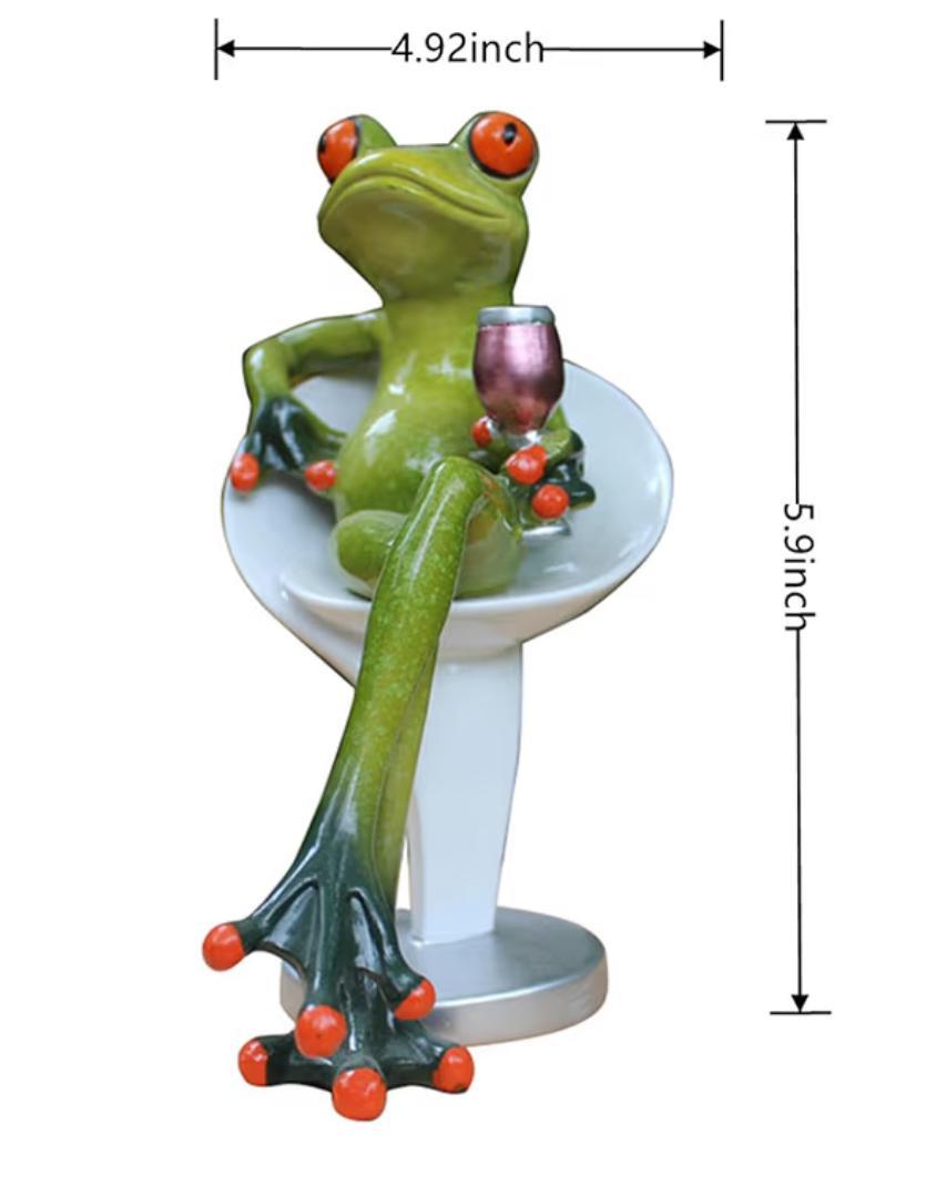 Frog w/Wine On Stool OWI