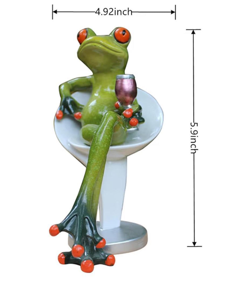 Frog w/Wine On Stool OWI