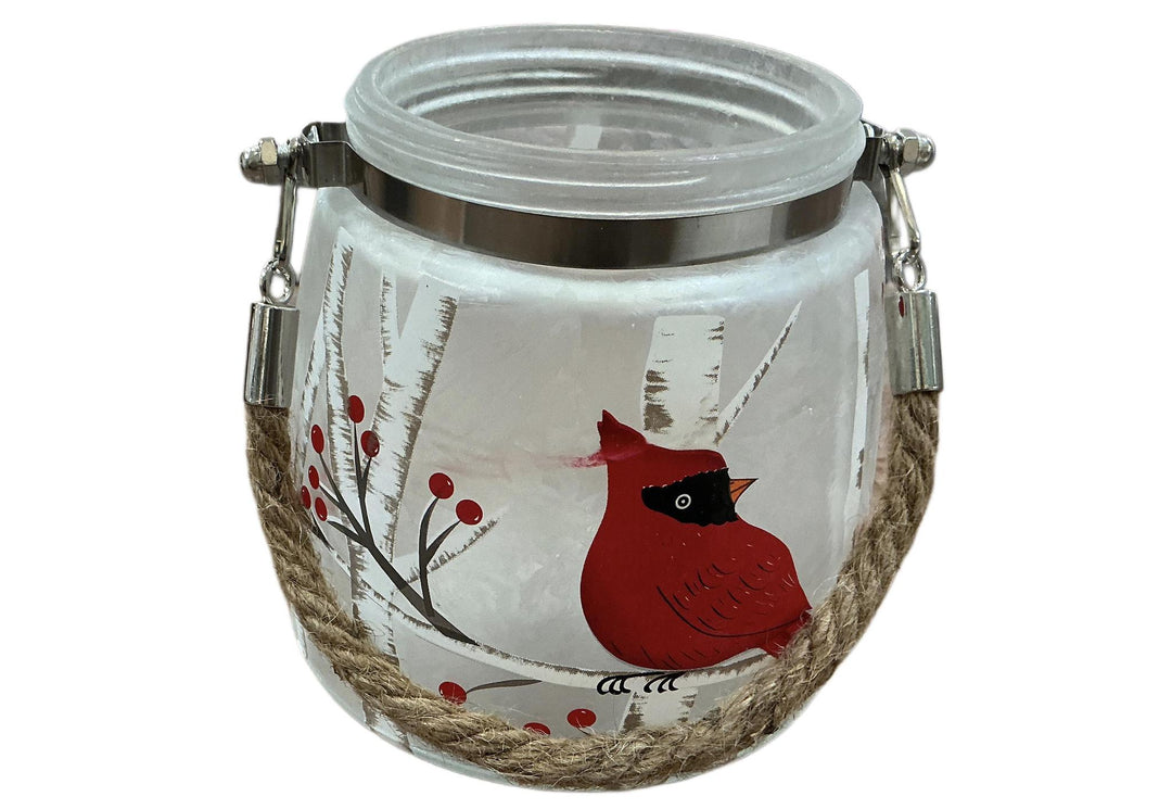 Glass Lantern w/Cardinal GFC
