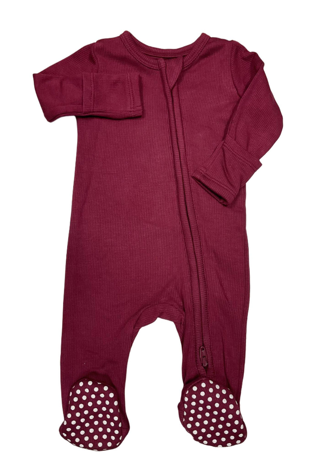 Ribbed Rose Bud Zipper Footie ANG824