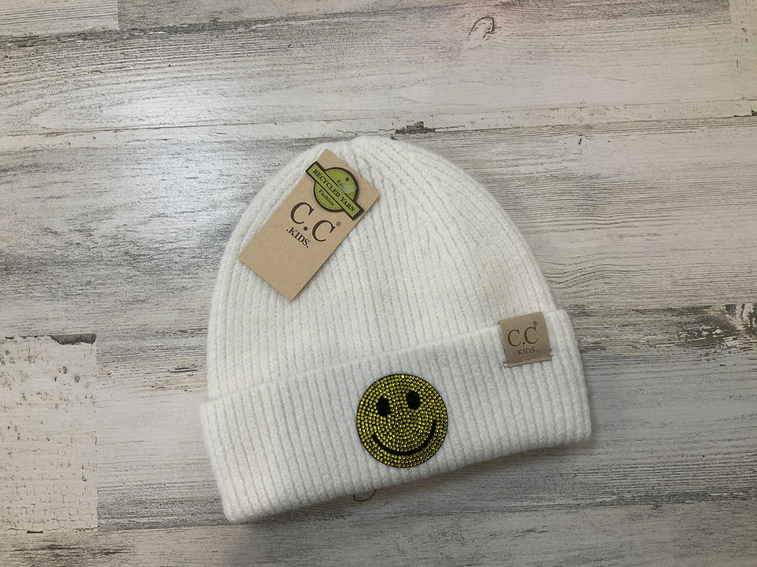 Kids Smile Face Rhinestone Beanie HAN1124