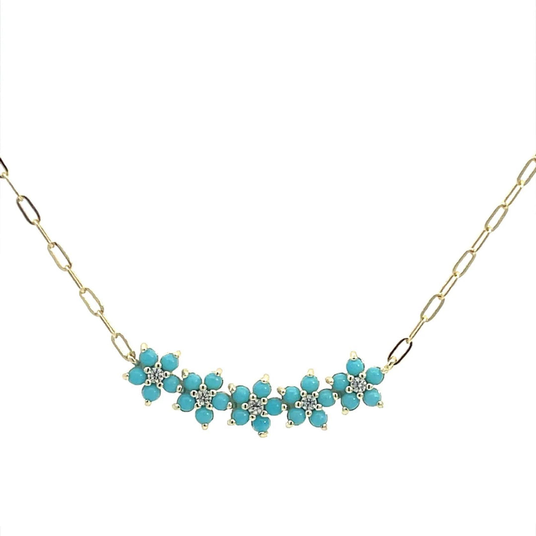 Floral Blue Necklace LJW525