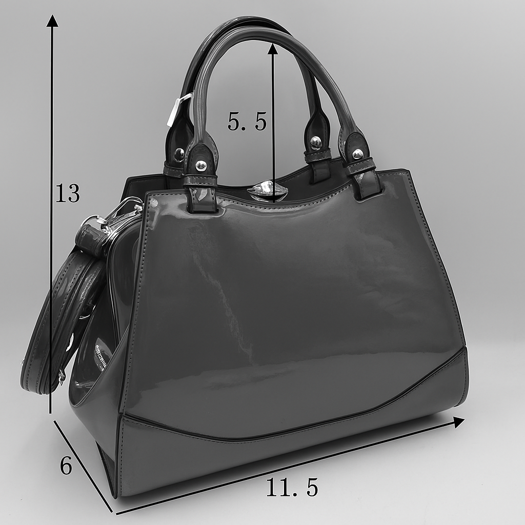Patent Leather Handbag w/Gemstone Clasp L1865 EMH1025