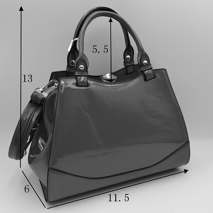 Patent Leather Handbag w/Gemstone Clasp L1865 EMH1025