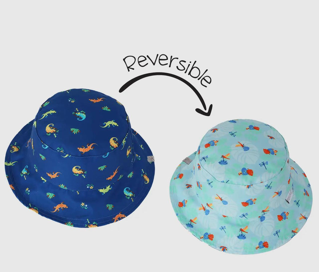 Baby/Kids Reversible Sun Hat Blue Chameleon/Tropical FJK125