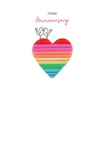 Rainbow Heart Anniversary Greeting Card NQI725