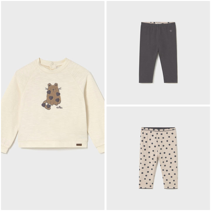 Embroidered Cat Top & Reversible Leggings Set MYR825
