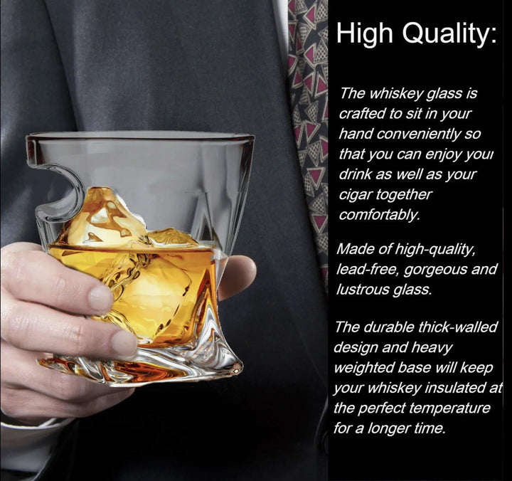 Cigar Holder Glass, Old Fashioned Whiskey Tumbler Set of 2 BEZ526