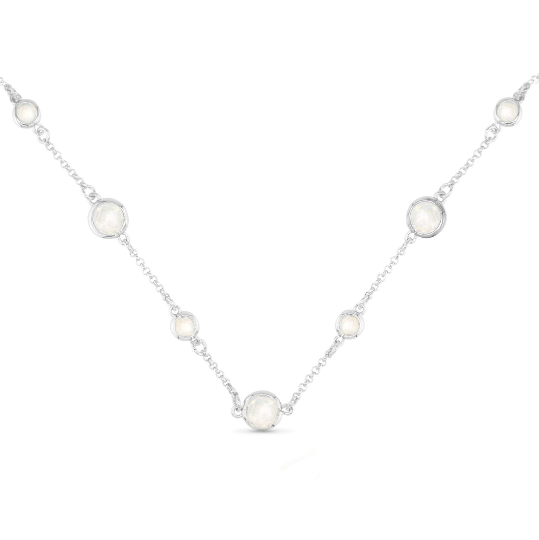 Silver Faceted CZ Necklace - Milky White ABC526