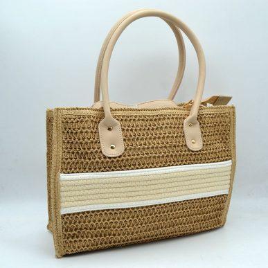 Woven Stripe Handle Tote w/Strap T3280 EMH325