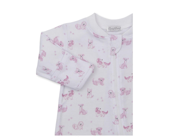 Puppy Paws pink Footie w/Zip KSY826