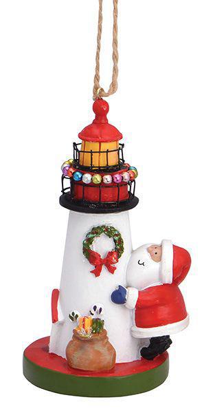 Santa w/Lighthouse Resin Ornament CPS725