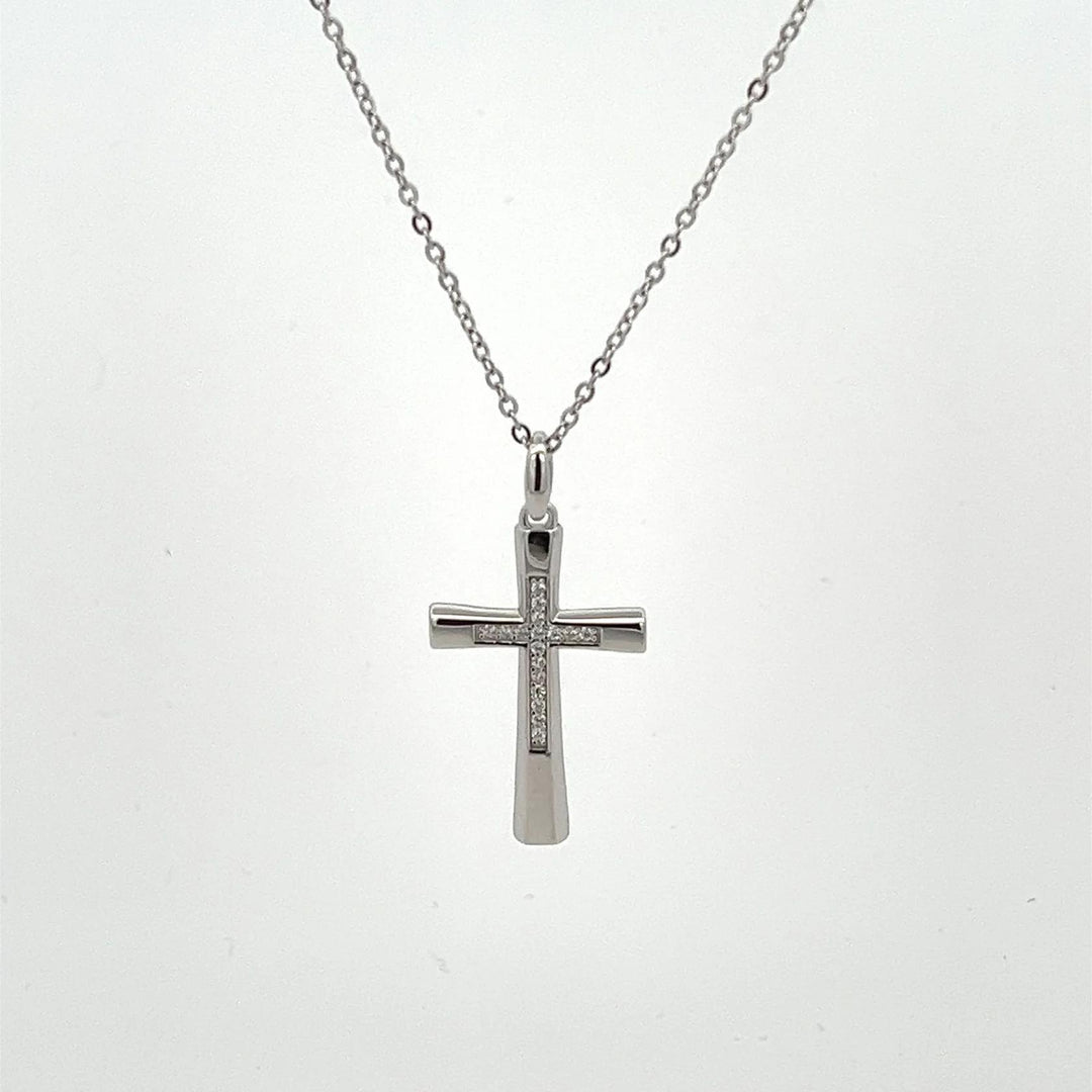 Sterling Silver Cross w/Stones LJW525