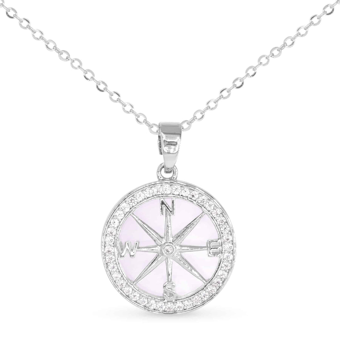 CZ & MOP Compass Necklace ABC926