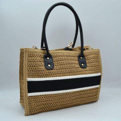 Woven Stripe Handle Tote w/Strap T3280 EMH325