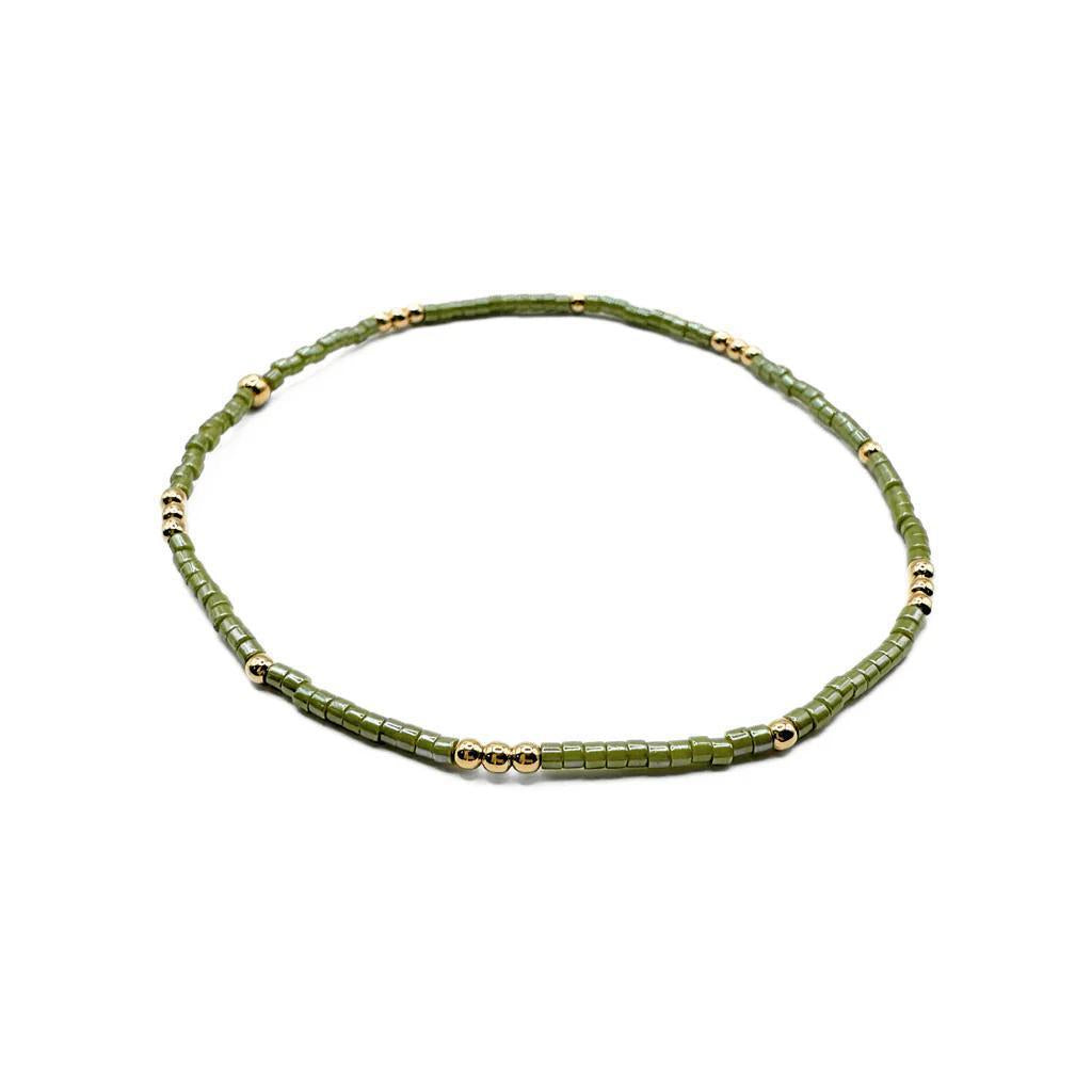 2mm Newport EVERGREEN + Gold Filled Waterproof Bracelet ERN525 7”