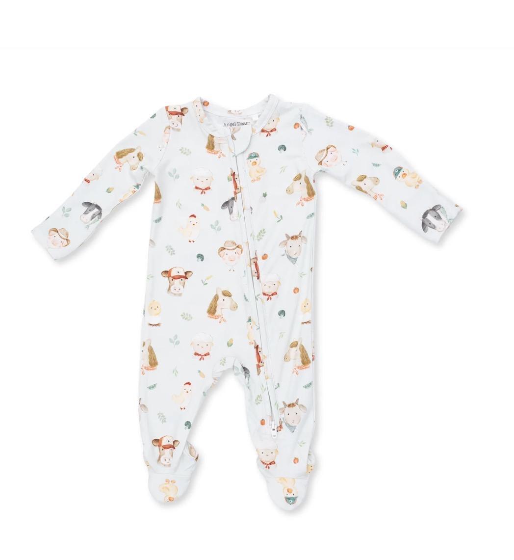 Baby Farm Faces Zipper Footie ANG826