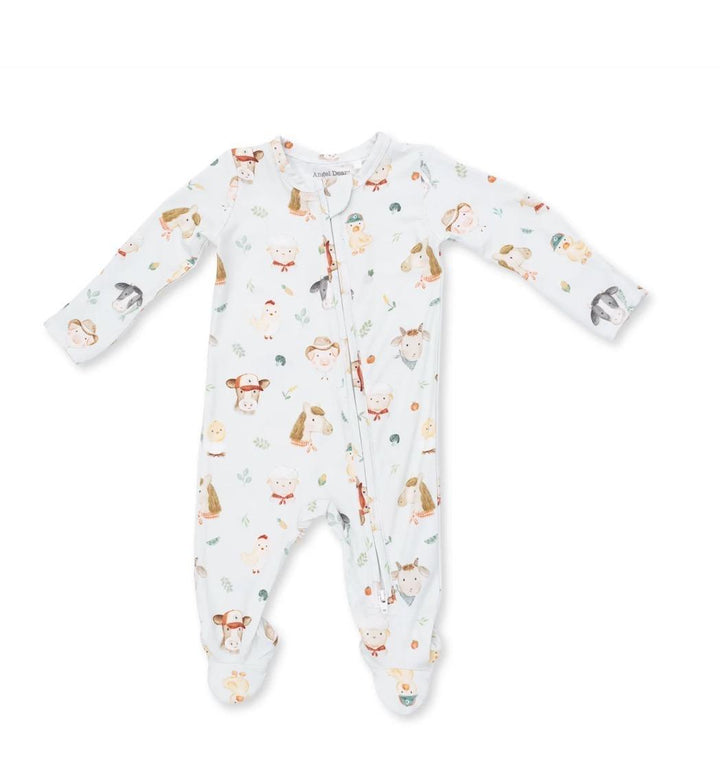 Baby Farm Faces Zipper Footie ANG826