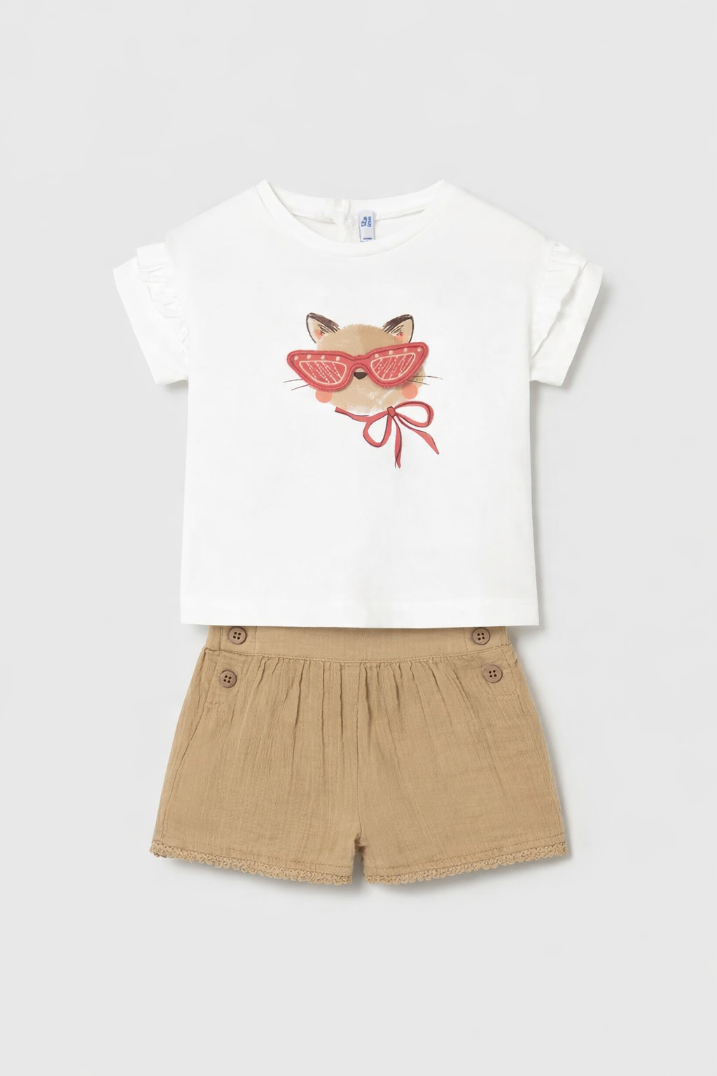 Graphic Cat Appliqué T-Shirt & Shorts MYR326